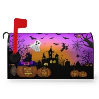 Dacawin Halloween Mailbox Covers Magnetic 21 X 18 Bats Ghost Pumpkin Spider Mailbox Cover Standard Size Mailbox Wraps Post L