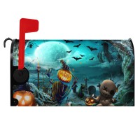 Dacawin Halloween Mailbox Covers Magnetic Cemetery Bats Mailbox Cover Mailbox Wraps Post Letter Box Covers Garden Decorations Ou