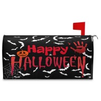 Wamika Happy Halloween Black Bat Mailbox Cover Magnetic Spooky Bloody Hand Palm Ghost Mailbox Covers Standard Size Garden Yard P