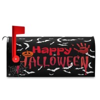 Wamika Happy Halloween Black Bat Mailbox Cover Magnetic Spooky Bloody Hand Palm Ghost Mailbox Covers Standard Size Garden Yard P