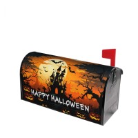 Happy Halloween Mailbox Cover Starry Night Haunted House Pumpkin Magnetic Mailbox Covers Halloween Mailbox Brunt Orange Large Po