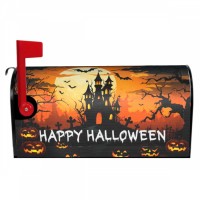 Happy Halloween Mailbox Cover Starry Night Haunted House Pumpkin Magnetic Mailbox Covers Halloween Mailbox Brunt Orange Large Po