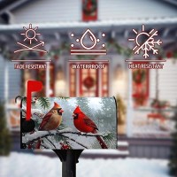 Dacawin Cardinal Bird Mailbox Cover Winter Mailbox Covers Christmas Magnetic Mailbox Wraps Red Bird Dustproof Letterbox Covers