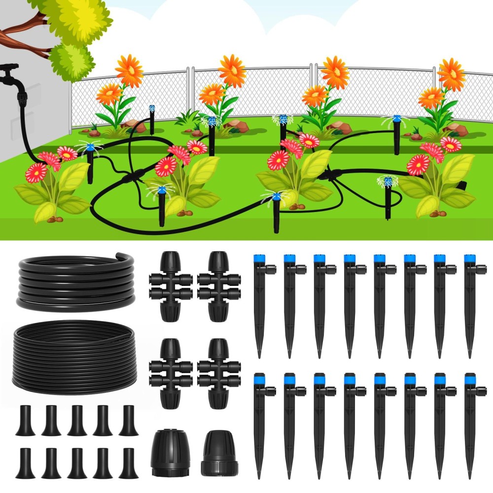 Mixc Drip Irrigation System 95Ft Quick Efficient Connector Garden Irrigation System Plants Watering System For Lawn Patio Raise