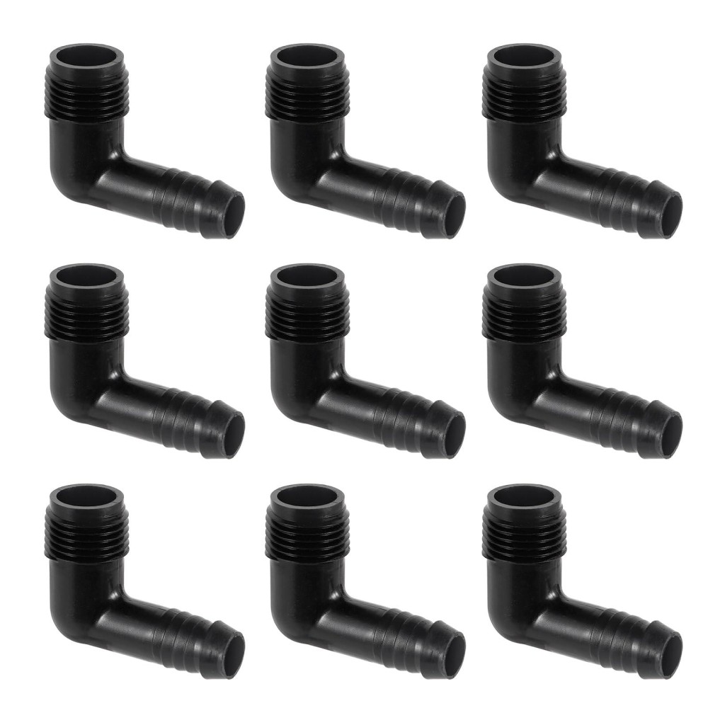 10Pc Drip Irrigation Adapter 12X12 90Degree Elbow Npt Male Pipe Fitting 12 Male To 12 Tubing