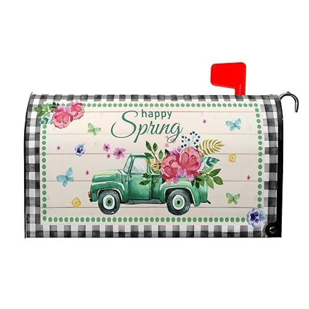 Spring Flower Truck Magnetic Mailbox Cover Magnetic Standard Size 21