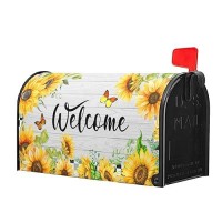 Spring Sunflower Mailbox Cover Farmhouse Spring Welcome Mailbox Covers Magnetic Standard Size 21X18 Inch Spring Mailbox Decals Mailbox Wrap Post Letter Box Cover For Home Garden Yard Outdoor Decor