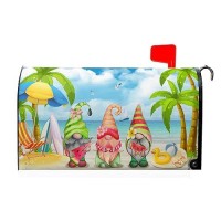 Summer Tropical Gnomes Mailbox Cover Mailbox Covers Magnetic Standard Size 18X21 Coastal Beach Decorative Magnetic Mailbox C