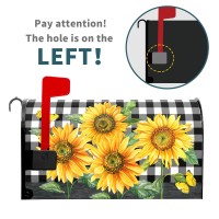 Sunflower Butterfly Mailbox Covers Summer Floral Black White Buffalo Plaid Mailbox Covers Magnetic Standard Size 21X18 Inch Wate