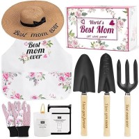 Lanniu Pink Gardening Tools Garden Tool Set For Women 7 Piece Womens Gardening Kit With Gardening Hand Tools Straw Hat Floral