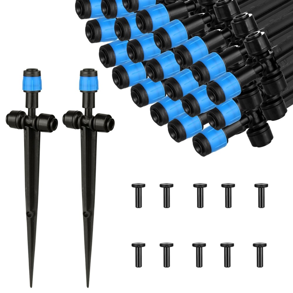 25 Pcs Drip Irrigation Emitters With Stake Adjustable Drip Emitter Vortex For 14 Drip Line Irrigation Tubing Drip Irrigat