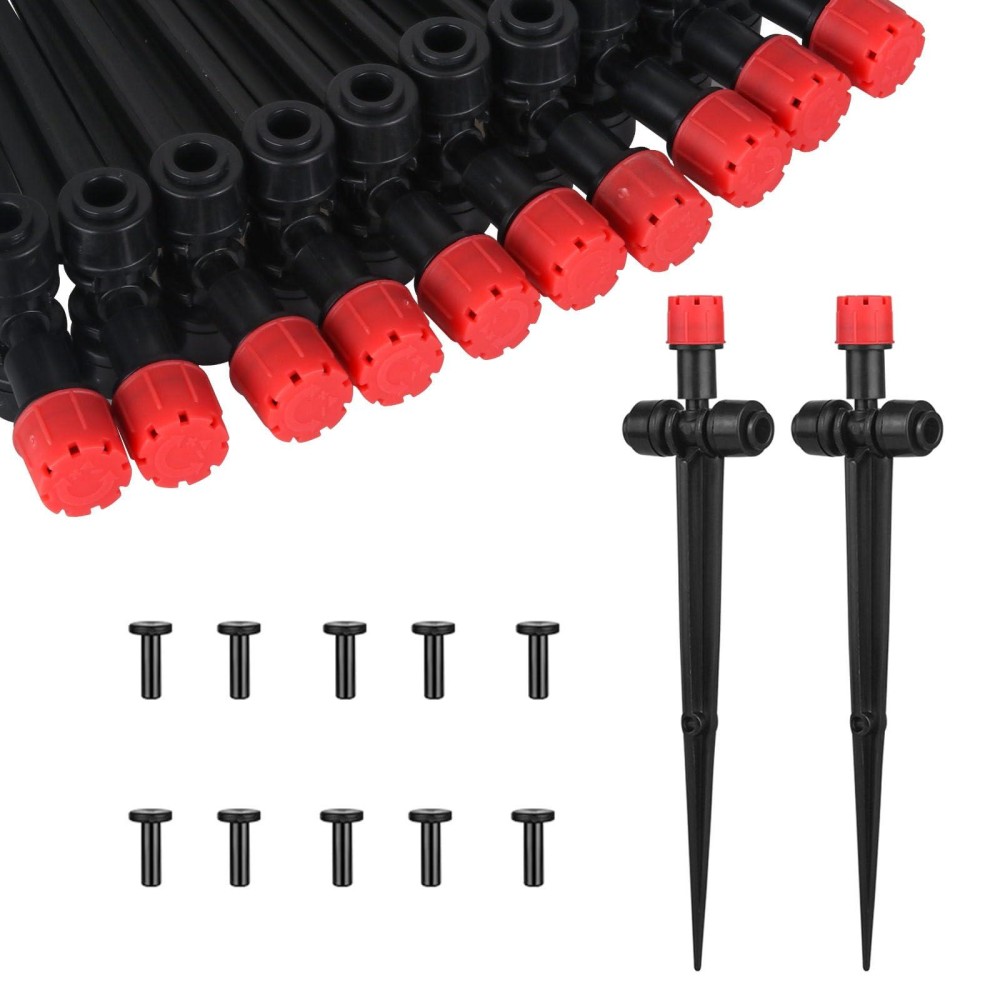 25 Pcs Drip Irrigation Emitters With Stake Adjustable Drip Emitter Stream For 14 Drip Line Irrigation Tubing Drip Irrigat