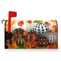 Dacawin Pumpkins Mailbox Covers Fall Maple Leaves Magnetic Mailbox Cover Halloween Autumn Waterproof Post Letter Box Covers Deco