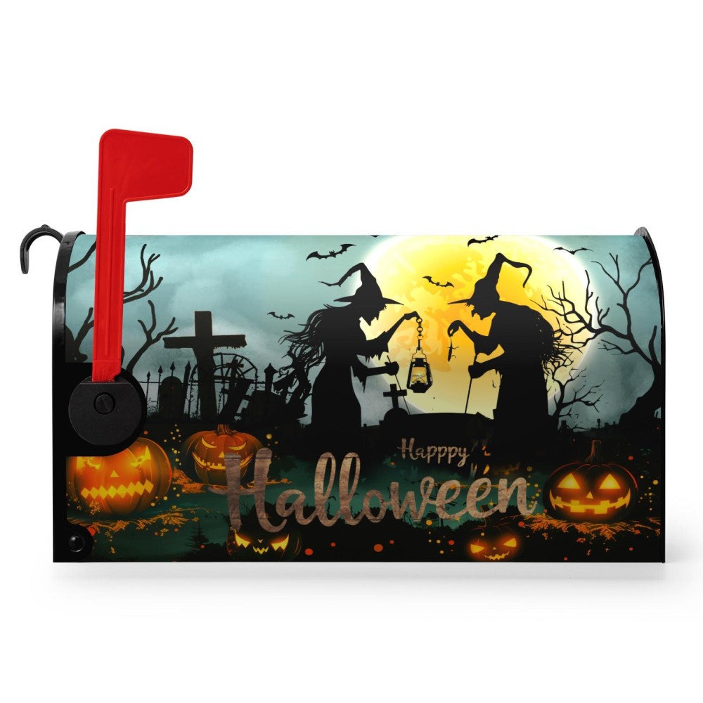 Dacawin Halloween Witch Moon Mailbox Covers Magnetic 21 X 18 Inch Halloween Pumpkin Lanterns Seasonal Pattern Home Houses Mailbo