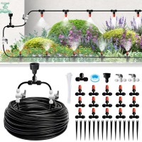 Mist Drip Irrigation System For Garden Watering 60Ft Quickconnect Micro Misting Kit For Greenhouse Plant Raised Bed Vegetable