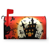 Dacawin Halloween Mailbox Covers Magnetic Castle Witch Mailbox Cover Mailbox Wraps Post Letter Box Covers Garden Decorations Out