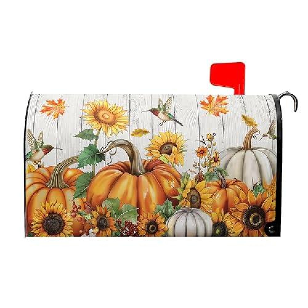 Fall Sunflower Mailbox Covers Magnetic Standard Size 18X21Inch Fall Harvest Pumpkin Magnetic Mailbox Cover Autumn Thanksgiving M