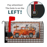 Happy Halloween Spooky Truck Mailbox Cover Magnetic Standard Size 18X21 Inch Halloween Scary Skeletons Decoration Magnetic Mailb