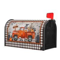 Happy Halloween Spooky Truck Mailbox Cover Magnetic Standard Size 18X21 Inch Halloween Scary Skeletons Decoration Magnetic Mailb