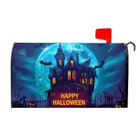 Happy Halloween Mailbox Covers Magnetic Scary Night Haunted House Waterproof Mail Box Wraps Standard Size 21X18 Inch Full Moon B