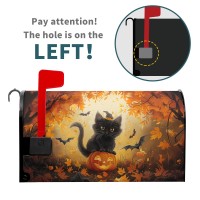 Halloween Cat Magnetic Mailbox Covers Spooky Kitten Pumpkin Waterproof Letter Box Cover Standard Size Fall Maple Leaf Forest Bat