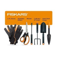 Fiskars Vegetable Garden Tool Set With Vegetable Shears Seed Sower Trowel Cultivator Weeder And Lxl Garden Gloves For Indo