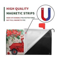 Dacawin Merry Christmas Red Truck Mailbox Covers Magnetic 21X18 Inches Standard Size Winter Xmas Tree Mailbox Wraps Post Letter