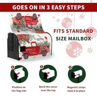 Dacawin Merry Christmas Red Truck Mailbox Covers Magnetic 21X18 Inches Standard Size Winter Xmas Tree Mailbox Wraps Post Letter