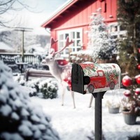 Dacawin Merry Christmas Red Truck Mailbox Covers Magnetic 21X18 Inches Standard Size Winter Xmas Tree Mailbox Wraps Post Letter