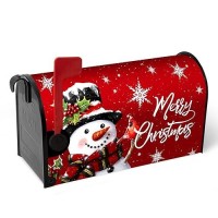 Dacawin Merry Christmas Snowman Mailbox Covers Magnetic Standard Size 18 X 21 In Winter Red Xmas Outdoor Mailbox Wraps Cover Let