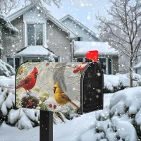 Dacawin Winter Cardinal Bird Oversized Magnetic Mailbox Covers Christmas Branches Snow Mailbox Wraps Large Size 255 X 21 Post L