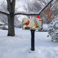 Dacawin Winter Cardinal Bird Oversized Magnetic Mailbox Covers Christmas Branches Snow Mailbox Wraps Large Size 255 X 21 Post L