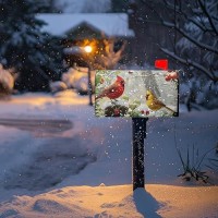 Dacawin Winter Cardinal Bird Oversized Magnetic Mailbox Covers Christmas Branches Snow Mailbox Wraps Large Size 255 X 21 Post L