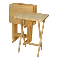 Casual Home 660-40 Tray Table Set, Natural, 14.75 In X 19 In X 25.5 In, 5 Piece