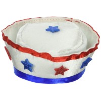 Patriotic Sailor Hat Hair Clip White Wred Blue Trim Party Accessory 1 Count 1Pkg