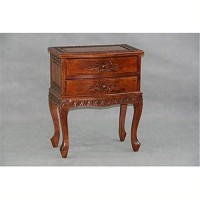 International Caravan Furniture Piece Carved Wood Two Drawer Table