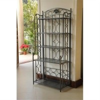 International Caravan 5-Tier Iron Indoor/Outdoor Bakers Rack, Pewter