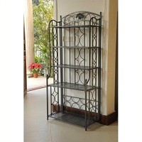 International Caravan 5-Tier Iron Indoor/Outdoor Bakers Rack, Pewter