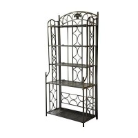 International Caravan 5-Tier Iron Indoor/Outdoor Bakers Rack, Pewter