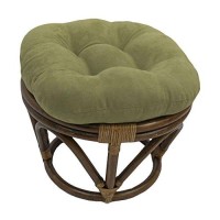 International Caravan Furniture Piece Rattan Ottoman With Micro Suede Cushion