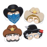 Western Party Paper Masks 4 Ct