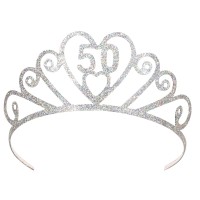 Glittered 50 Tiara Party Accessory 1 Count 1Pkg