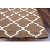 Rizzy Home Swing Collection Wool Area Rug 8 x 10 BrownOff White Trellis