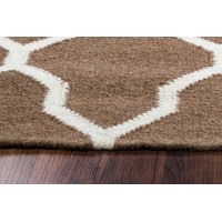 Rizzy Home Swing Collection Wool Area Rug 8 x 10 BrownOff White Trellis