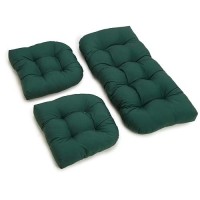 Blazing Needles Twill Settee Group Cushions, Forest Green, Set Of 3