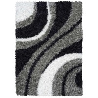 Rizzy Home Kempton Collection Polyester Area Rug 6 x 9 MultiGreyBlackWhite Stripe