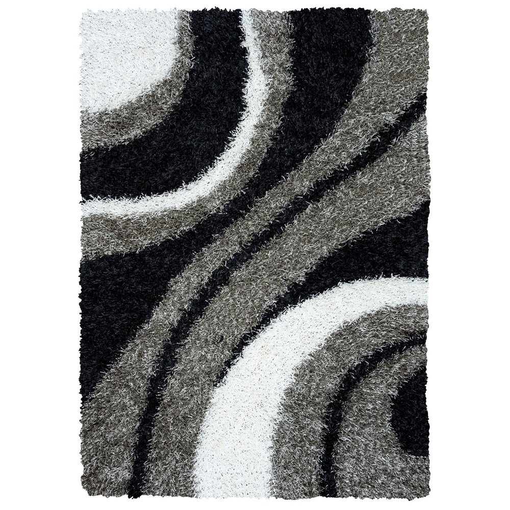 Rizzy Home Kempton Collection Polyester Area Rug 9 x 12 MultiGreyBlackWhite Stripe
