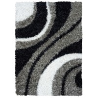 Rizzy Home Kempton Collection Polyester Area Rug 5 x 7 MultiGreyBlackWhite Stripe
