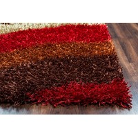 Rizzy Home Kempton Collection Polyester Area Rug 36 x 56 MultiRedBrownKhakiCamelBlack Stripe