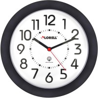 Lorell 9 Radio Controlled Profile Wall Clock Analog Quartz White Main Dial Blackplastic Case